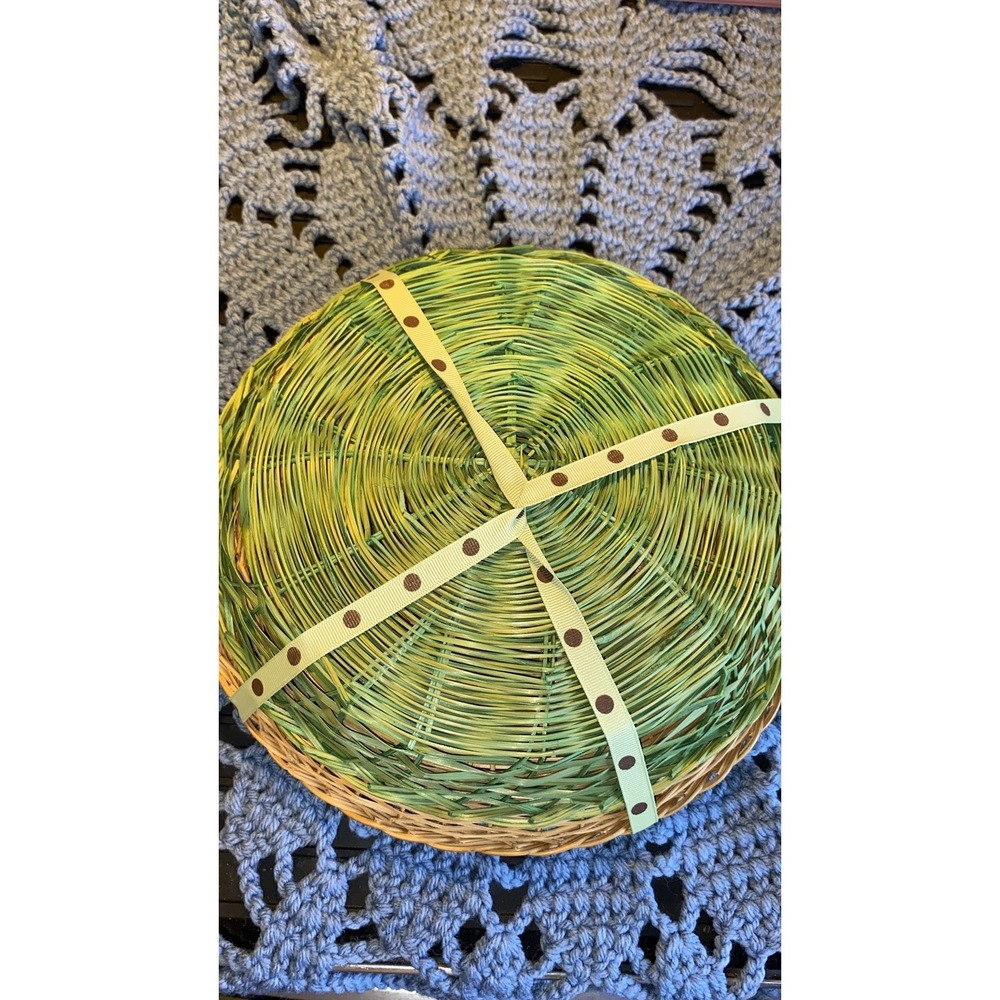 Vintage Wicker Picnic Paper Plate Holders SET OF 3 Green and Brown - Picture 3 of 3